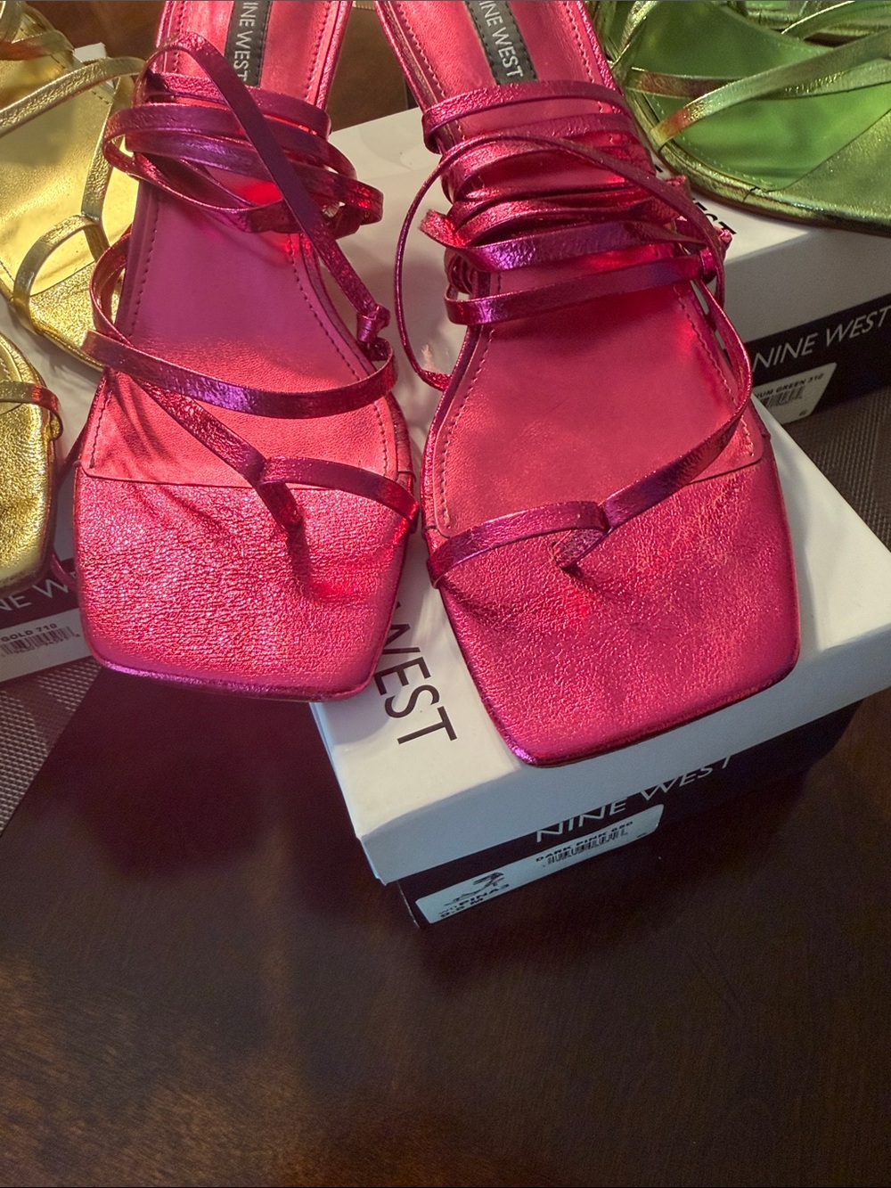 Nine West PINA3 Metallic Strappy Sandals - Picture 15 of 16